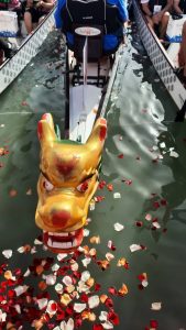 The head of the dragon boat Abbey and Michelle raced in.